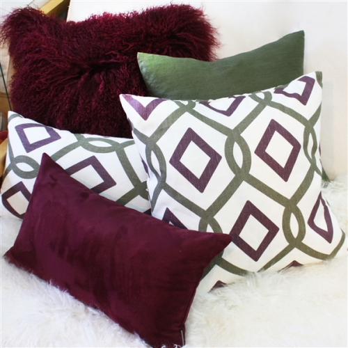 Tuscany Linen Sage Diamond Chain Throw Pillow 20X20