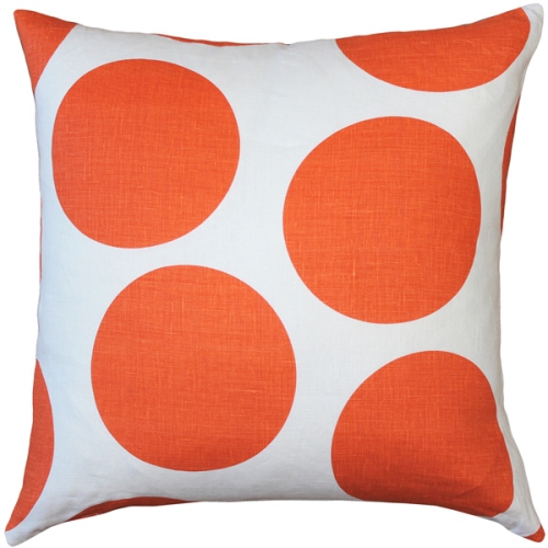 Tuscany Linen Orange Circles Throw Pillow, 22"x22"