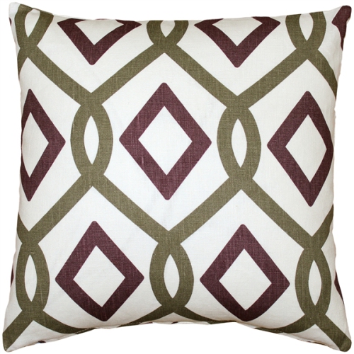PILLOW DECOR  Tuscany Linen Diamond Chain Throw Pillow 18X18 (Polyfill Insert Included) In Sage