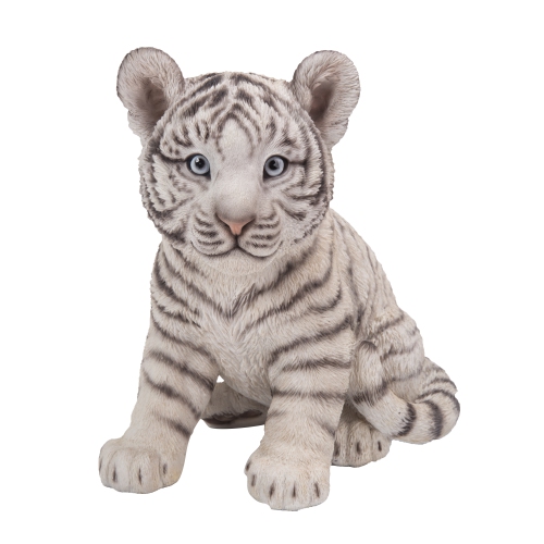 HI-LINE GIFT LTD  Sitting Tiger Cub Garden Statue In White