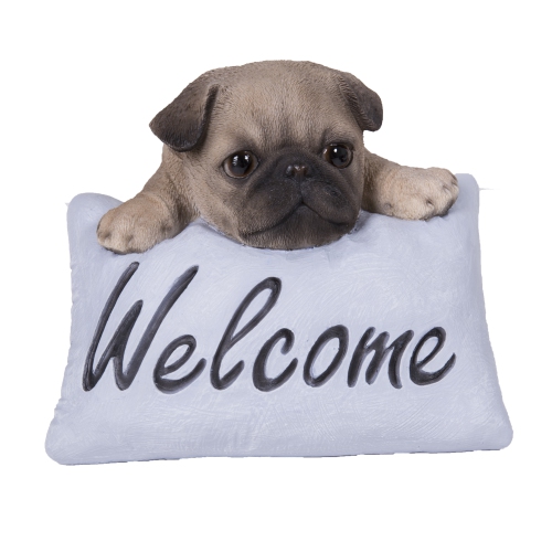 HI-LINE GIFT LTD  Pug With Welcome Sign