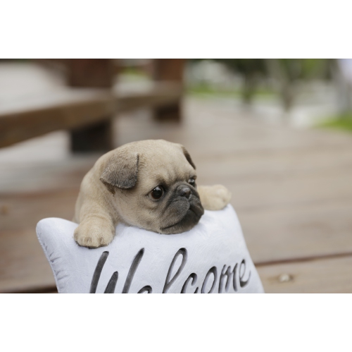 Hi-Line Gift Ltd Pug with Welcome Sign