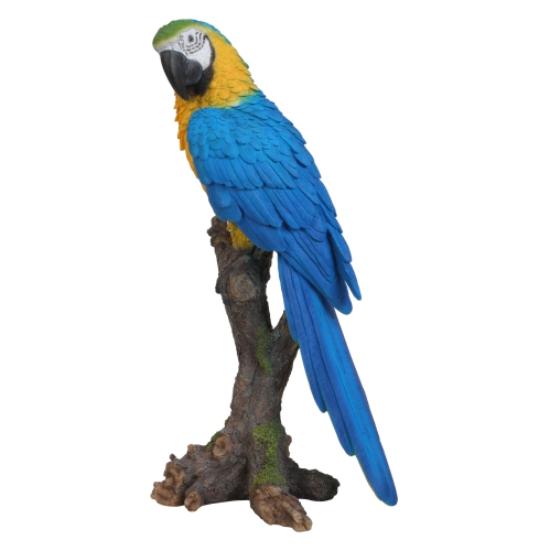 Hi-Line Gift Ltd Blue & Yellow Parrot On Branch Garden Statue