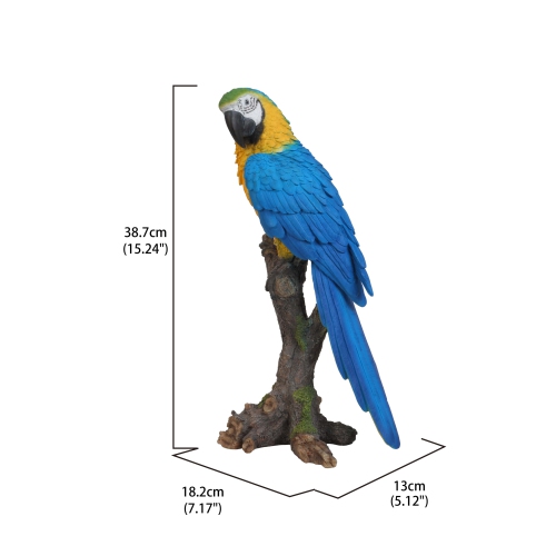 Hi-Line Gift Ltd Blue & Yellow Parrot On Branch Garden Statue