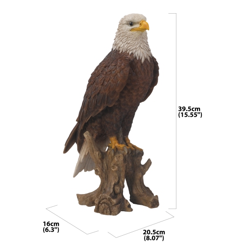 Hi-Line Gift Ltd Medium Bald Eagle On Stump Garden Statue