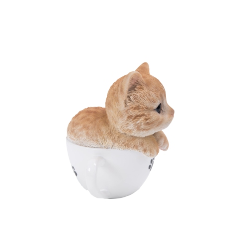 Hi-Line Gift Ltd Teacup Kitten Orange Tabby Garden Statue