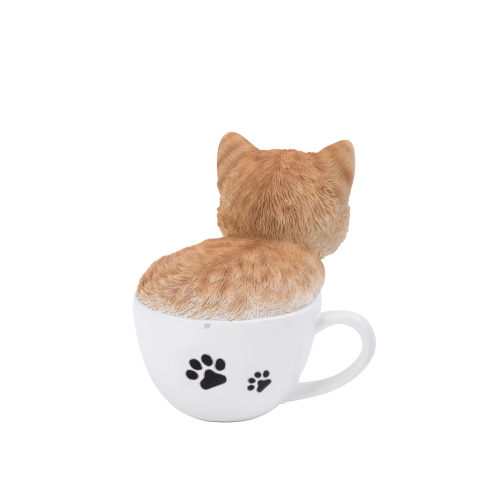 Hi-Line Gift Ltd Teacup Kitten Orange Tabby Garden Statue