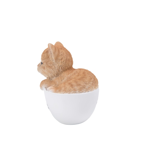 Hi-Line Gift Ltd Teacup Kitten Orange Tabby Garden Statue