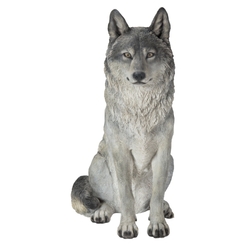 HI-LINE GIFT LTD  Sitting Wolf Garden Statue In Grey