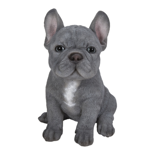 HI-LINE GIFT LTD  French Bulldog Puppy Sitting Garden Statue In Blue