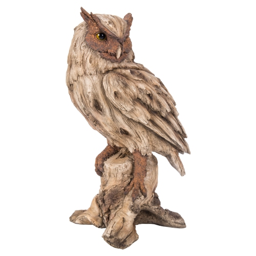 Hi-Line Gift Ltd Driftwood Eagle Owl On Stump Garden Statue