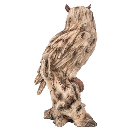 Hi-Line Gift Ltd Driftwood Eagle Owl On Stump Garden Statue