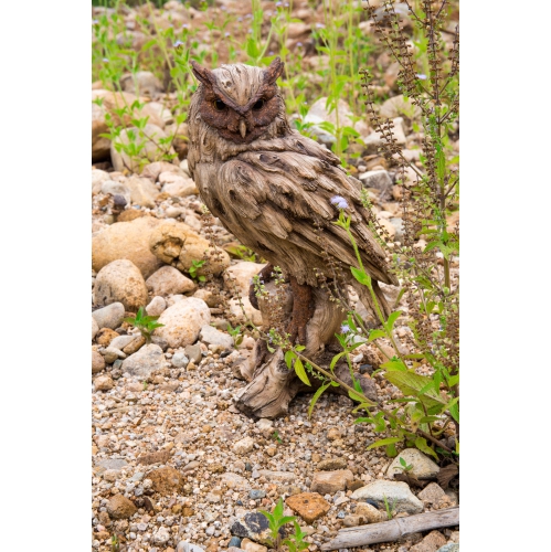Hi-Line Gift Ltd Driftwood Eagle Owl On Stump Garden Statue
