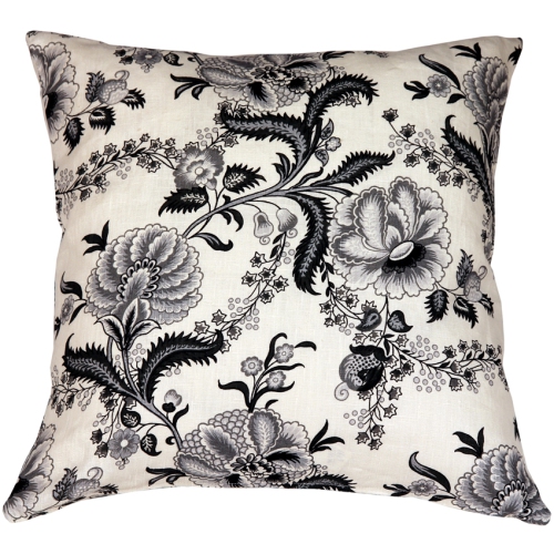 PILLOW DECOR  Tuscany Linen Floral Print Throw Pillow, 20"x20" (Polyfill Insert Included)