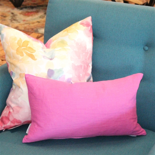 Tuscany Linen Orchid Pink Throw Pillow, 12"x19"