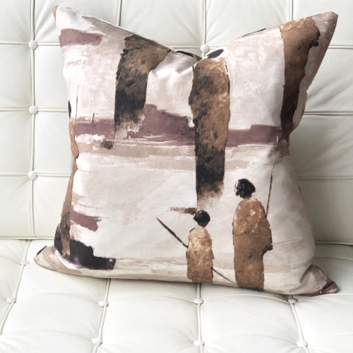 Masai Warrior Brown Throw Pillow, 22"x22"