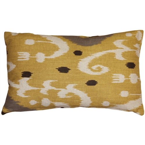 PILLOW DECOR  Indah Ikat Throw Pillow, 12"x20" (Polyfill Insert Included) In Yellow