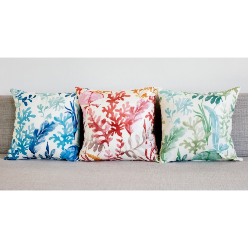 Sea Garden Blue Throw Pillow 20X20