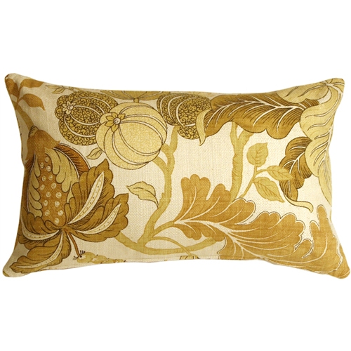 PILLOW DECOR  Harvest Floral Throw Pillow, 12"x20" (Polyfill Insert Included) In Yellow
