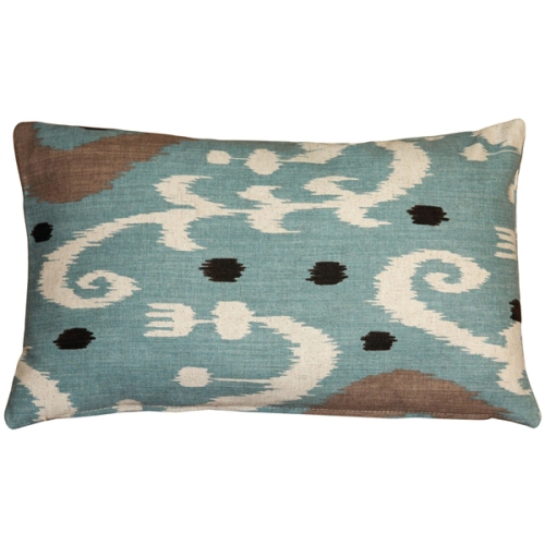 PILLOW DECOR  Indah Ikat Throw Pillow, 12"x20" (Polyfill Insert Included) In Blue