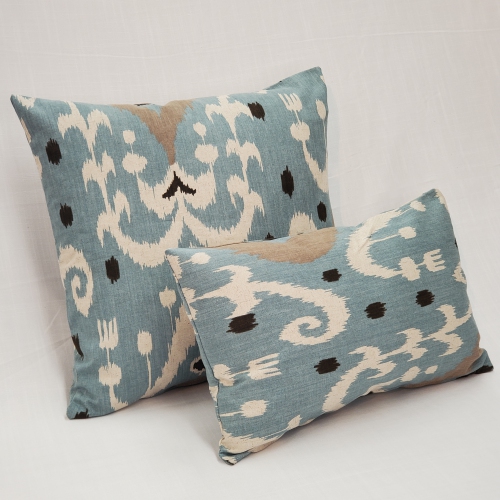 Indah Ikat Blue Throw Pillow, 12"x20"