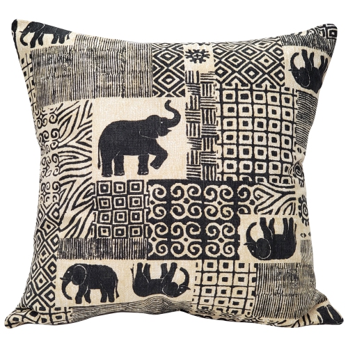 PILLOW DECOR  Zakouma Elephant Throw Pillow, 20"x20" (Polyfill Insert Included)
