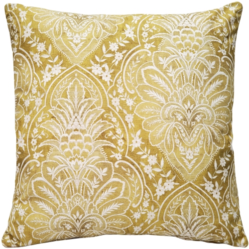 PILLOW DECOR  Leone Damask Dijon Throw Pillow, 21"x21" (Polyfill Insert Included) In Yellow