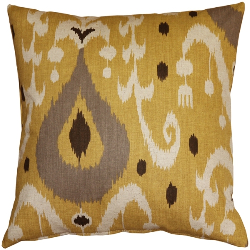 PILLOW DECOR  Indah Ikat Throw Pillow, 20"x20" (Polyfill Insert Included) In Yellow