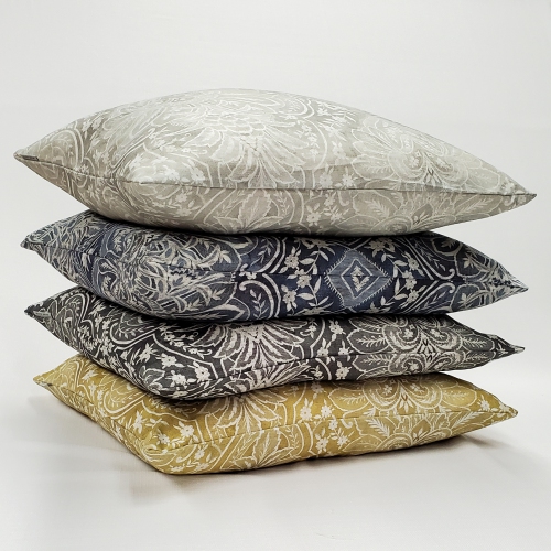 Leone Damask Denim Blue Throw Pillow, 21"x21"