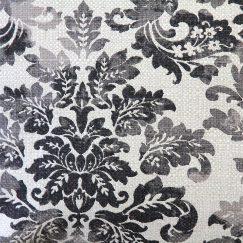 Calliope Gray Damask Pattern Throw Pillow, 12"x20"