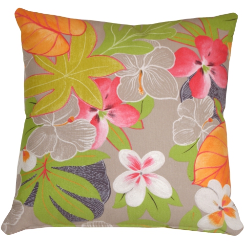 PILLOW DECOR  Hawaii Garden Floral Throw Pillow, 20"x20" (Polyfill Insert Included)