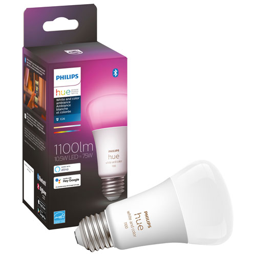 Ampoule DEL intelligente Hue A19 de Philips - Ambiance blanche et colorée