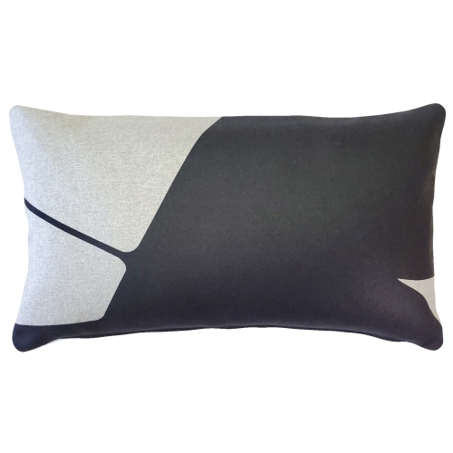 PILLOW DECOR  Boketto Charcoal Throw Pillow, 12"x19" (Polyfill Insert Included) In Black