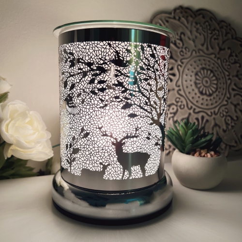 Touch lamp/Essential Oil Burner/Fragrance Wax Melts Warmer/Silver Mosaic Ravine