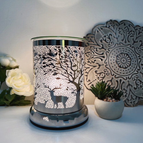 Touch lamp/Essential Oil Burner/Fragrance Wax Melts Warmer/Silver Mosaic Ravine