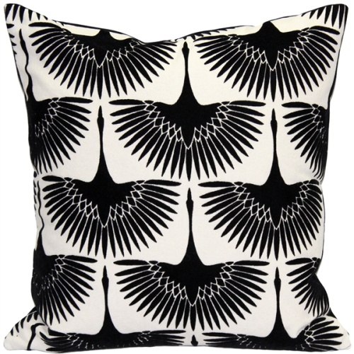PILLOW DECOR  Winter Flock Black And Throw Pillow, 20"x20" (Polyfill Insert Included) In White