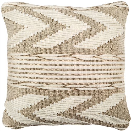 PILLOW DECOR  Ojai Cream Chevron Bohemian Pillow, 20"x20" (Polyfill Insert Included)