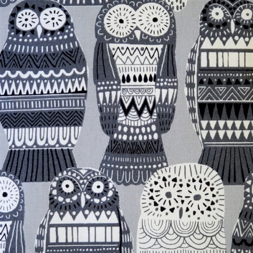 Midnight Owl Cotton Print Throw Pillow, 17"x17"