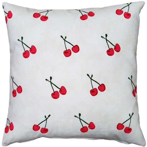 PILLOW DECOR  Cherry Rain Cotton Print Throw Pillow, 17"x17" (Polyfill Insert Included)