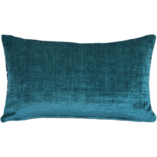 PILLOW DECOR  Venetian Velvet Peacock Throw Pillow, 12"x20" (Polyfill Insert Included) In Teal