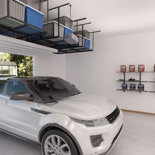 Étagère de garage pour garage, étagères de rangement au plafond réglables,  étagères de garage de 182,9 x 91,4 x 101,6 cm, capacité de charge noire  jusqu'à 200 kg