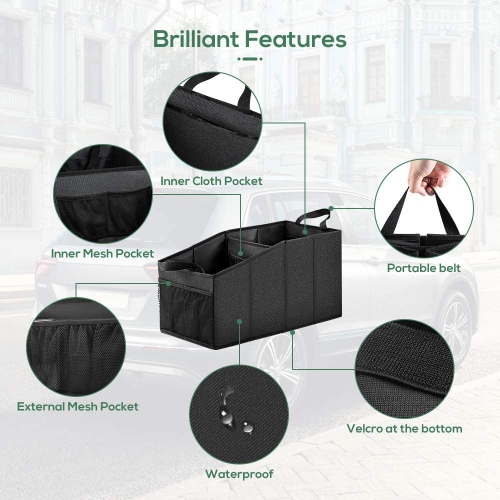Car Trunk Organizer Front Rear Seat Trunk Bag Waterproof Car Folding Box Foldable Storage Organizer for Car/Home