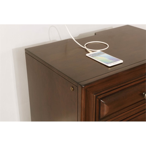 Bowery Hill Transitional Solid Wood 3-Drawer Nightstand in Brown Cherry
