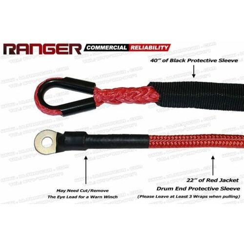 Ranger 6 000 LBs 3 16 x 50 Synthetic Winch Rope 5 MM x 15 M for ATV Winch