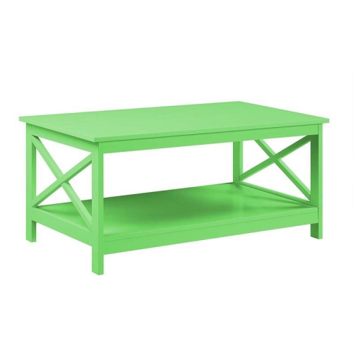 Convenience Concepts Oxford Coffee Table with Shelf in Lime Green Wood Finish