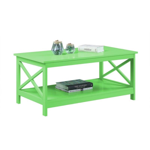 Convenience Concepts Oxford Coffee Table with Shelf in Lime Green Wood Finish