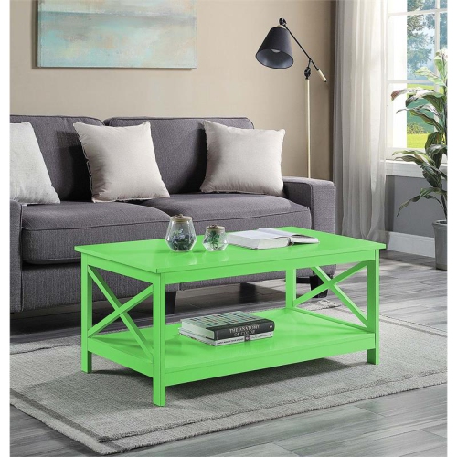 Convenience Concepts Oxford Coffee Table with Shelf in Lime Green Wood Finish
