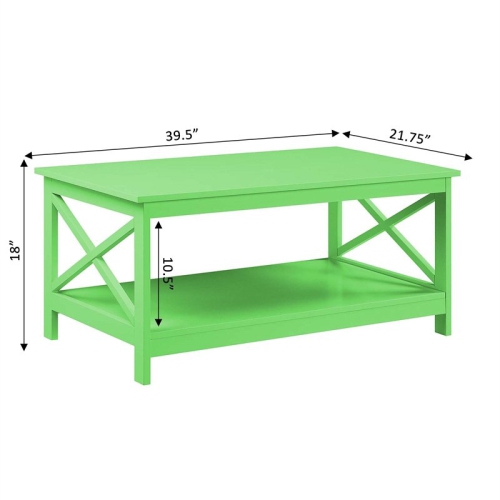 Convenience Concepts Oxford Coffee Table with Shelf in Lime Green Wood Finish