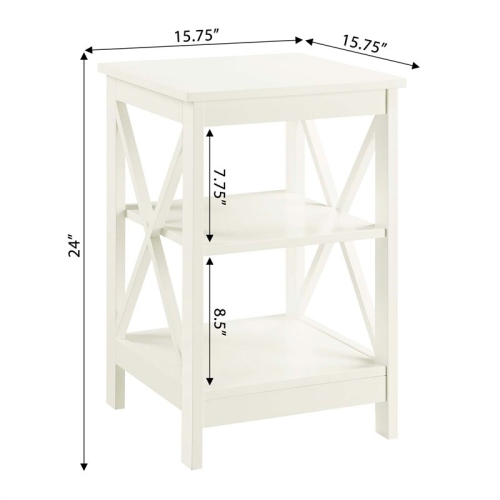 Convenience Concepts Oxford End Table with Shelves in Ivory Wood Finish