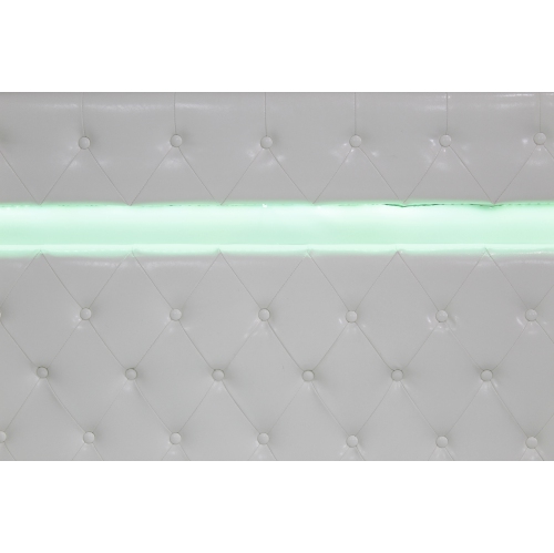 White Faux Leather Button Tufted Color Changing Led KING Size Platform Bed